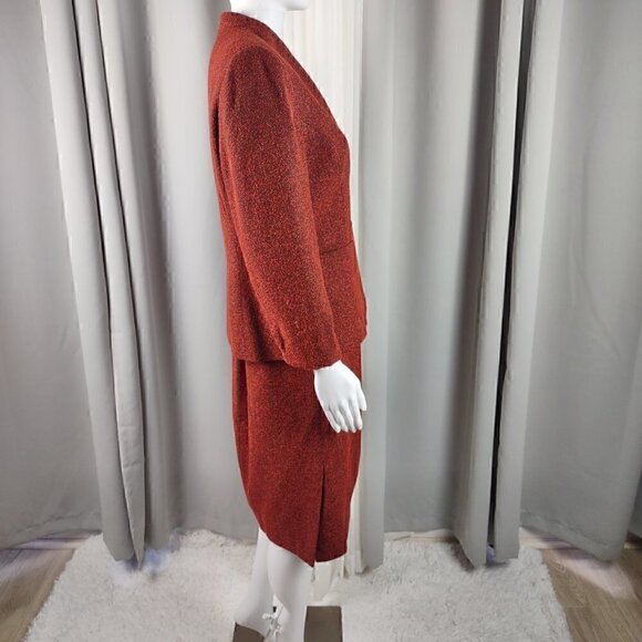 Kasper A.S.L. Red, Orange, Black, Petite Women's Skirt And Blazer Size 8P - Picture 2 of 16